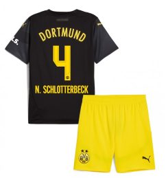 Kinderen Borussia Dortmund Uitshirt 2024-2025 Nico Schlotterbeck #4 Voetbalshirts Korte Mouw (+ Korte broeken) online kopen