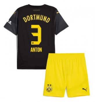 Kinderen Borussia Dortmund Uitshirt 2024-2025 Waldemar Anton #3 Voetbalshirts Korte Mouw (+ Korte broeken) online kopen