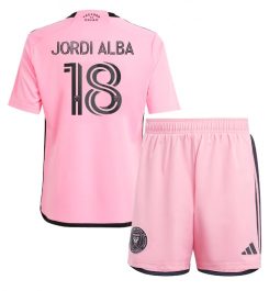 Kinderen Inter Miami Thuisshirt 2024-2025 Jordi Alba #18 Korte Mouw (+ Korte broeken) Kopen