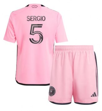 Kinderen Inter Miami Thuisshirt 2024-2025 Sergio Busquets #5 Korte Mouw (+ Korte broeken) Kopen