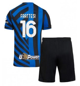 Kinderen Inter Milan Thuisshirt 2024-2025 Davide Frattesi #16 Korte Mouw (+ Korte broeken)