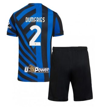 Kinderen Inter Milan Thuisshirt 2024-2025 Denzel Dumfries #2 Korte Mouw (+ Korte broeken)