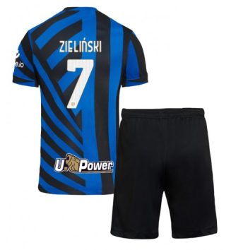 Kinderen Inter Milan Thuisshirt 2024-2025 Piotr Zielinski #7 Korte Mouw (+ Korte broeken)