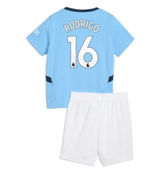 Kinderen Manchester City Thuisshirt 2024-2025 Rodri Hernandez #16 Korte Mouw (+ Korte broeken) online kopen