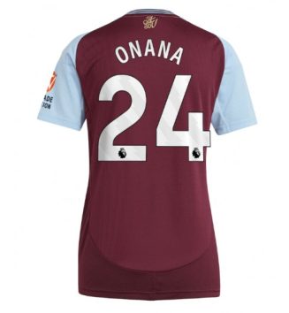 Nieuwste Dames Aston Villa Thuisshirt 2024-2025 Amadou Onana #24 Korte Mouw Kopen