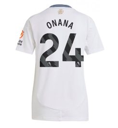 Nieuwste Dames Aston Villa Uitshirt 2024-2025 Amadou Onana #24 Korte Mouw Kopen