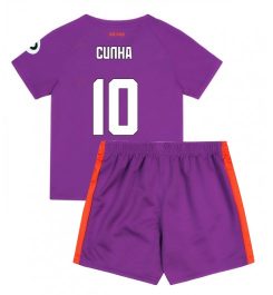 Goedkope Wolves Derde Shirt 2024-2025 Kids Matheus Cunha #10 Korte Mouw (+ Korte broeken) Kopen