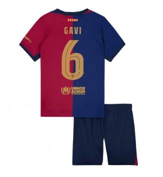 Nieuw Barcelona Thuisshirt 2024-2025 Kids Paez Gavi #6 Korte Mouw (+ Korte broeken) Kopen