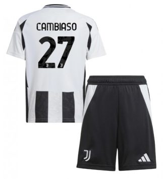 Nieuw Juventus Thuisshirt 2024-2025 Kids Andrea Cambiaso #27 Korte Mouw (+ Korte broeken) Kopen