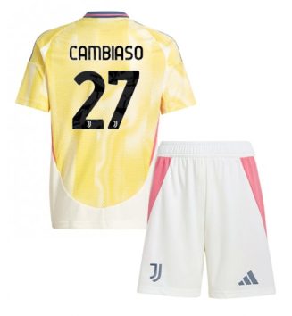 Nieuw Juventus Uitshirt 2024-2025 Kids Andrea Cambiaso #27 Korte Mouw (+ Korte broeken) Kopen